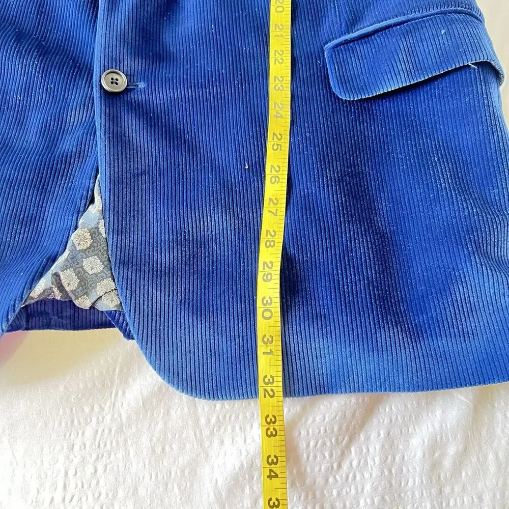 Men's Joseph Aboud Blue Stretch Velvet/Velour Lined Blazer